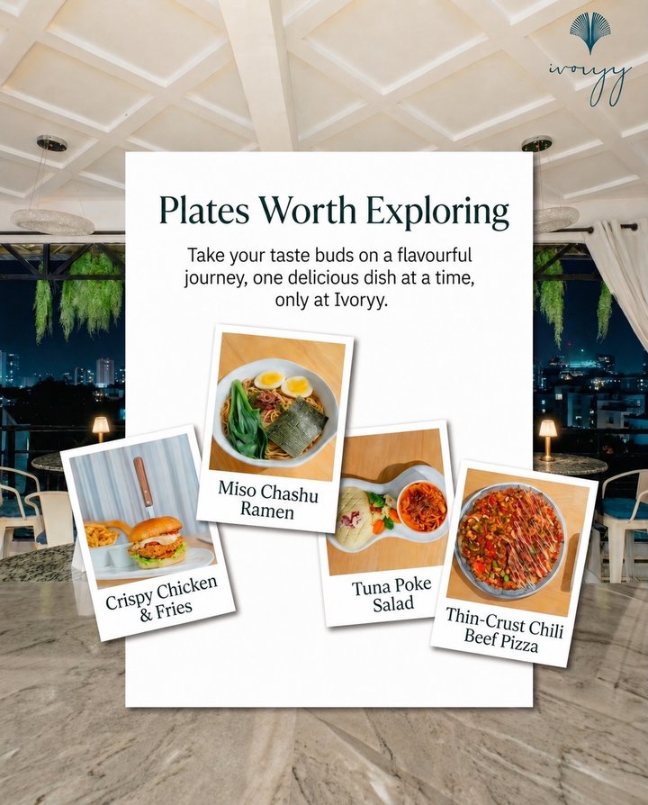 A table full of flavours, and every plate worth the pause. From bold bites to comforting classics, discover your next favourite at Ivoryy. Come for the…